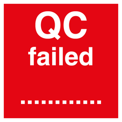 Qualitätskennzeichen QC failed zum Selbstbeschriften Rot Quadratisch