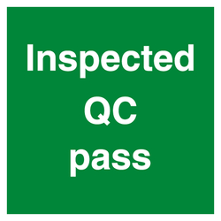 Qualitätskennzeichen Inspected QC pass Grün Quadratisch
