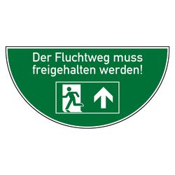 Tür-Bodenmarkierung Rettungszeichen Notausgang freihalten links mit Pfeil oben