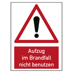 Brandschutzzeichen Aufzug im Brandfall nicht benutzen Kombischild