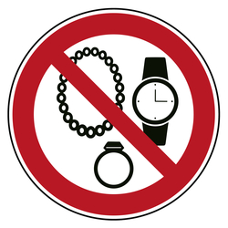 Verbotszeichen Schmuck verboten
