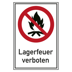 Verbotsschild Lagerfeuer verboten Kombischild