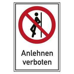 Verbotsschild Anlehnen verboten Kombischild