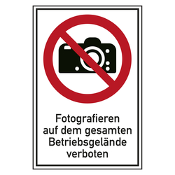 Verbotsschild Fotografieren auf dem gesamten Betriebsgelände verboten Kombischild