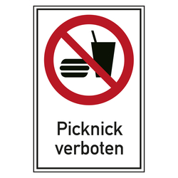 Verbotsschild Picknick verboten Kombischild