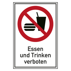 Verbotsschild Essen und Trinken verboten Kombischild