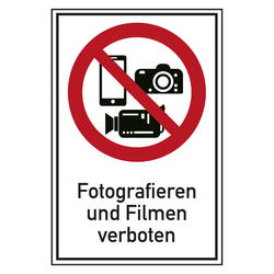 Verbotsschild Fotografieren und Filmen verboten Kombischild