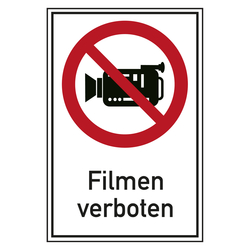 Verbotsschild Filmen verboten Kombischild