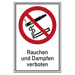 Verbotsschild Rauchen und Dampfen verboten Kombischild