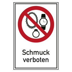 Verbotsschild Schmuck verboten Kombischild