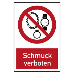 Verbotszeichen Schmuck verboten Kombischild