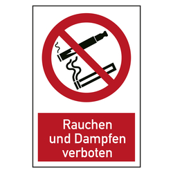 Verbotszeichen Rauchen und Dampfen verboten Kombischild