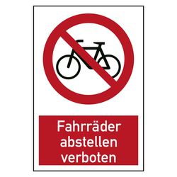 Verbotszeichen Fahrräder abstellen verboten Kombischild