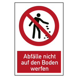 Verbotszeichen Abfälle nicht auf den Boden werfen Kombischild