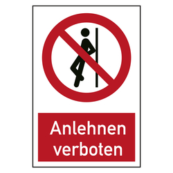 Verbotszeichen Anlehnen verboten Kombischild