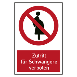 Verbotszeichen Zutritt für Schwangere verboten Kombischild