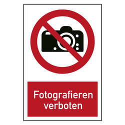 Verbotszeichen Fotografieren verboten Kombischild