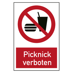 Verbotszeichen Picknick verboten Kombischild