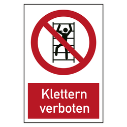 Verbotszeichen Klettern verboten Kombischild