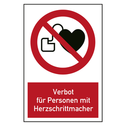 Verbotszeichen Verbot für Personen mit Herzschrittmacher Kombischild