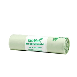 bioMat Kompostbeutel auf Stärkebasis 30 l, 53 x 60 cm ohne Tragegriff, 30L, 10 Stück, grün