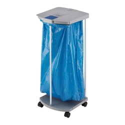 HAILO ProfiLine Müllsackständer XXXL - 120 L, grau, Aluminium-Rohgestell mit Klappdeckel, Rollen