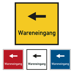 Bodenmarkierung Wegweiser Wareneingang quadratisch in verschiedenen Ausführungen