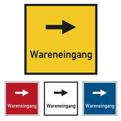Bodenmarkierung Wegweiser Wareneingang quadratisch in verschiedenen Ausführungen