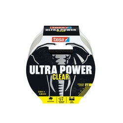 TESA Gewebeband Reparaturband Ultra Power Clear - 10 m x 48 mm, transparent