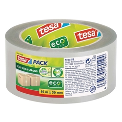 TESA Packband tesapack® Eco & Ultra Strong ecoLogo® - PET, 50 mm x 66 m, transparent
