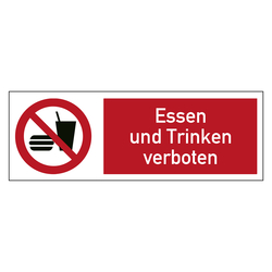 Kombischild Verbotszeichen Essen und Trinken verboten