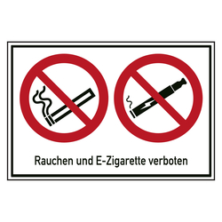 Verbotsschild Rauchen und E-Zigarette verboten Kombischild