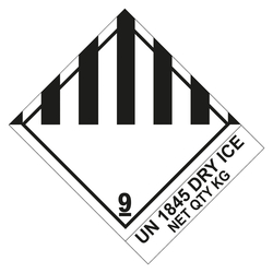 Gefahrzettel Gefahrgutaufkleber Klasse 9 Verschiedene gef&auml;hrliche Stoffe und Gegenst&auml;nde mit UN 1845 DRY ICE NET QTY KG