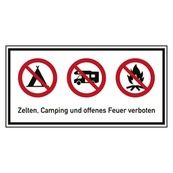 Verbotsschild Zelten und Camping verboten Kombischild