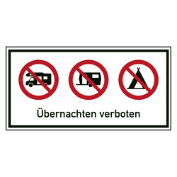Verbotsschild Übernachten verboten Kombischild