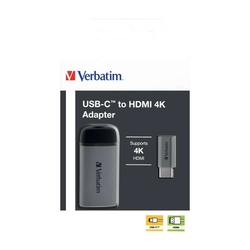 VERBATIM USB-C auf HDMI 4K Adapter - Für den Anschluss von Laptops, MacBooks an einen Projektor oder Monitor - Grau