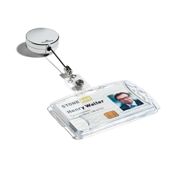 DURABLE Ausweiskartenhalter Jojo Chrome, Ø 40 mm, Länge: 80 cm, metallic silber, 10 Stück