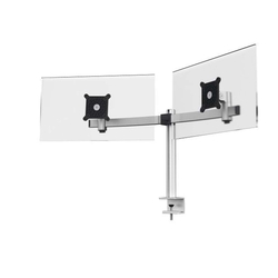 DURABLE Monitorwandhalter mit Arm für 2 Monitore - silber, Tischklemme
