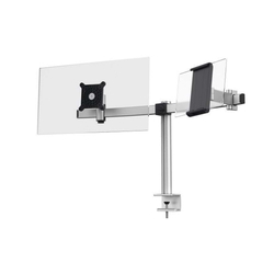 DURABLE Monitorwandhalter mit Arm für 1 Monitor und 1 Tablet - silber, 8 kg, Tischklemme