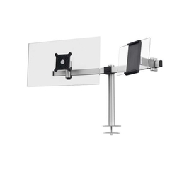 DURABLE Monitorwandhalter mit Arm für 1 Monitor und 1 Tablet - silber, 8 kg, Tischdurchführung