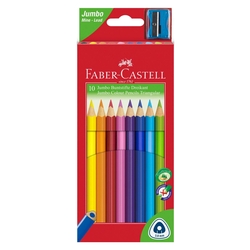 FABER CASTELL Buntstifte Jumbo GRIP - 10 Farben sortiert, Kartonetui mit Spitzer