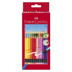 FABER CASTELL Farbstifte mit Radierer - 24 Farben sortiert