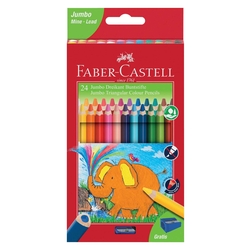 FABER CASTELL Buntstift Jumbo Dreikantform - 24 Farben sortiert, Kartonetui