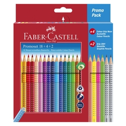 FABER CASTELL Buntstift Colour GRIP - 24er Promotionset - 18 Buntstifte, 4 Buntstifte neon und 2 Grip 2001 Bleistifte