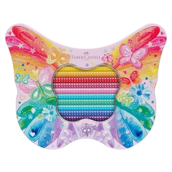 FABER CASTELL Geschenkset Sparkle - 20 Farben sortiert, Metalletui Schmetterlingform