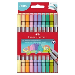 FABER CASTELL Faserschreiber Duo Pastell - 10 Farben sortiert