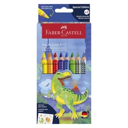 FABER CASTELL Buntstifte Jumbo GRIP Dino - 8+2 Farben, Kartonetui inkl. Dinosticker