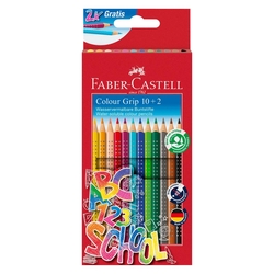 FABER CASTELL Buntstift Colour GRIP - 12er Promotionset - 10 Buntstifte und 2 Butstifte gratis