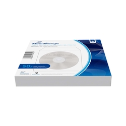 MEDIARANGE Papiertaschen für 1 Disc, mit Lasche und Sichtfenster, weiß, 50er Pack