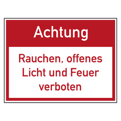 Verbotszeichen Achtung Rauchen, offenes Licht und Feuer verboten